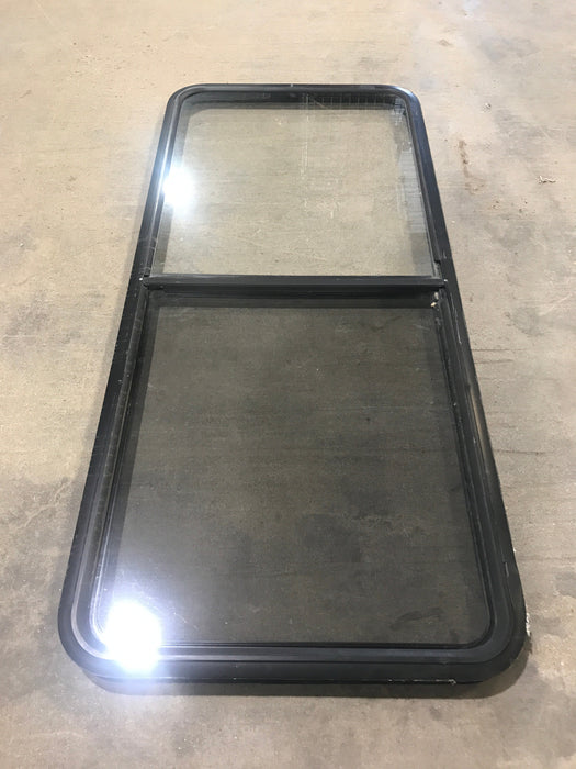 Used Black Radius Opening Window : 59 1/2" W X 25 3/4" H X 2" D - Young Farts RV Parts