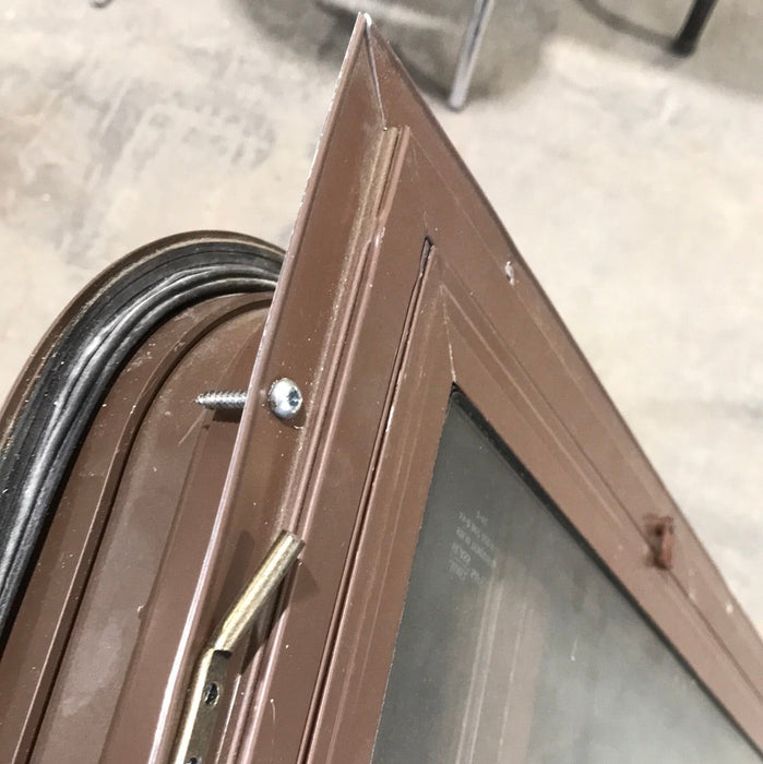 Used Brown Radius Dual Pane-Storm Window : 41 1/4" W x 14 3/4" H x 1 1/2" D