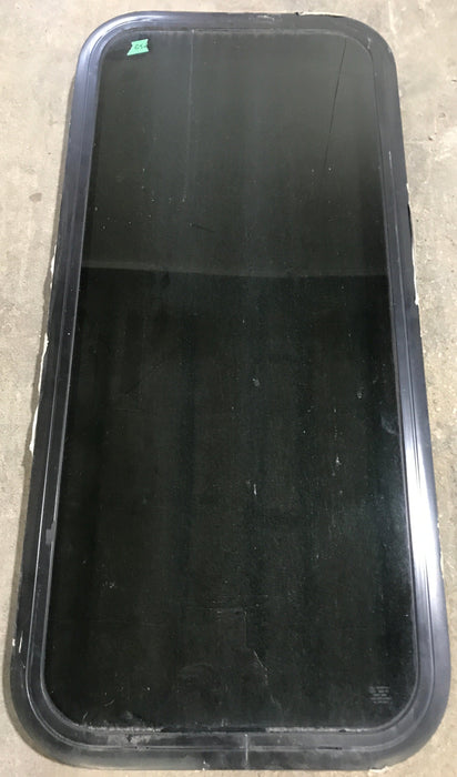 Used Black Radius Non Opening Window : 17 1/2" W x 39 1/2" H x 1 7/8" D