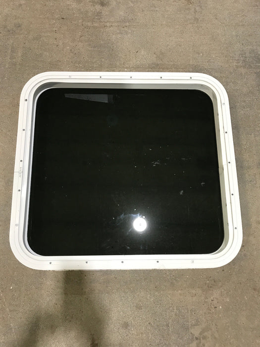 Used White Radius Non Opening Window : 25 1/2" W x 23 1/2" H x 1 3/4" D