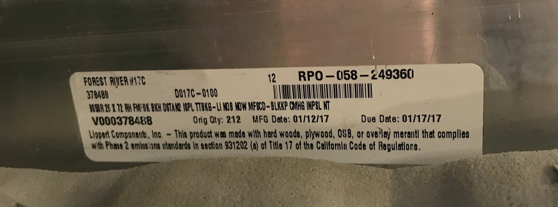 Used RV Radius Entry Door 72" x 25 1/2"