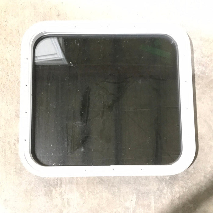 Used White Radius Non Opening Window : 23 1/2" W x 21 1/2" H x 2" D