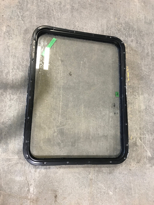 Used Black Radius Non Opening Window : 35 1/2" W x 26" H x 1 1/2" D
