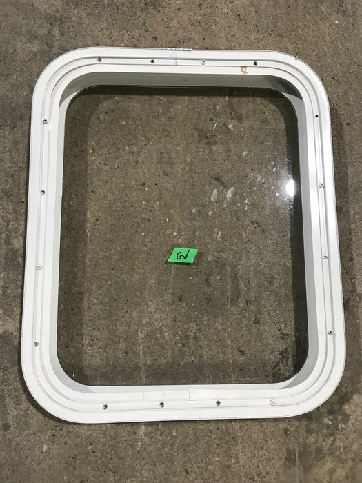 Used White Radius Non Opening Window : 17 1/2" W x 21 1/2" H x 1 1/2" D
