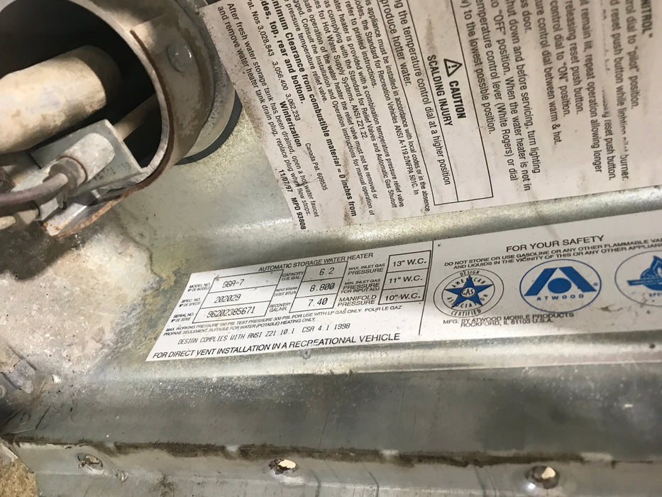 Used Complete G6A-7 Atwood Hot Water Heater 6 Gal.