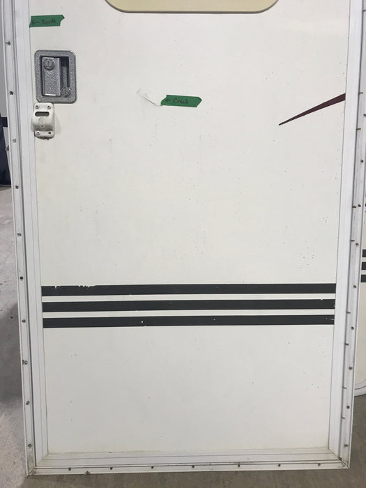 Drafted to hold tor customer Used RV Radius Corner Entry Door 30" W x 72" H