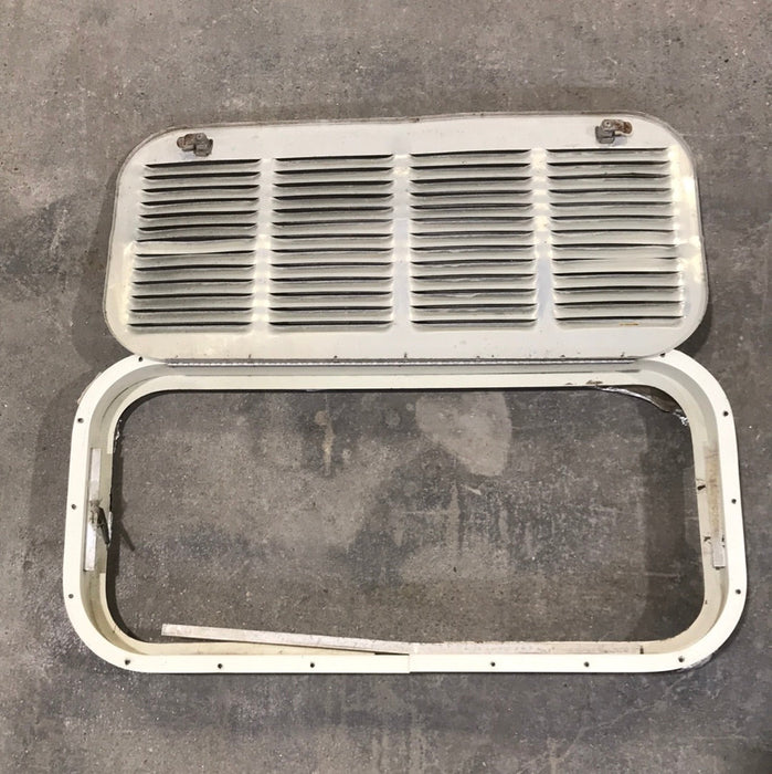 USED DOMETIC Off White Exterior Vent Door with Frame 28 3/4" W x 13 1/2" H x 1 1/2" D