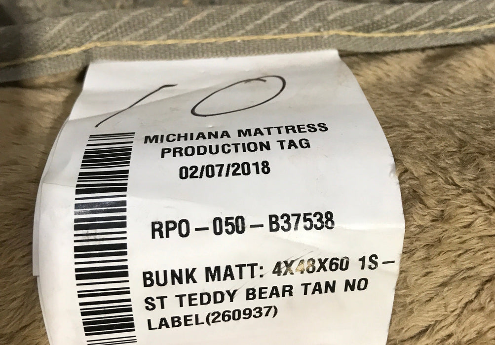 Used Teddy Bear Bunk Mattress 60" x 48" x 4" D