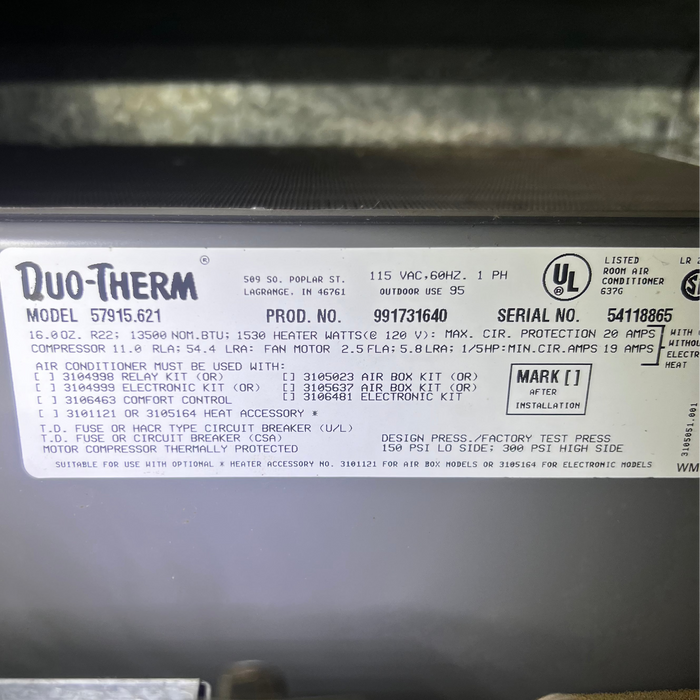 Used Complete Duo-Therm Air Conditioner 57915.621 - 13500  BTU