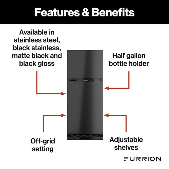 Furrion LLCFCR08DCGTA-BR Arctic 8 Cu. Ft. LH Refrigerator - Black Stainless