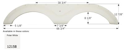 Icon Fender Skirt Various Cruiser Brands Including Shadow Cruiser 66-3/4 Inch 12-7/8 Inch Polar White 12158 - Young Farts RV Parts