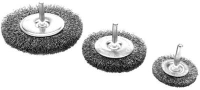 Wire Brush Performance Tool W1209 Used With Power Drills; Coarse Wire; 3" Face Diameter; 1/4" Shank Diameter