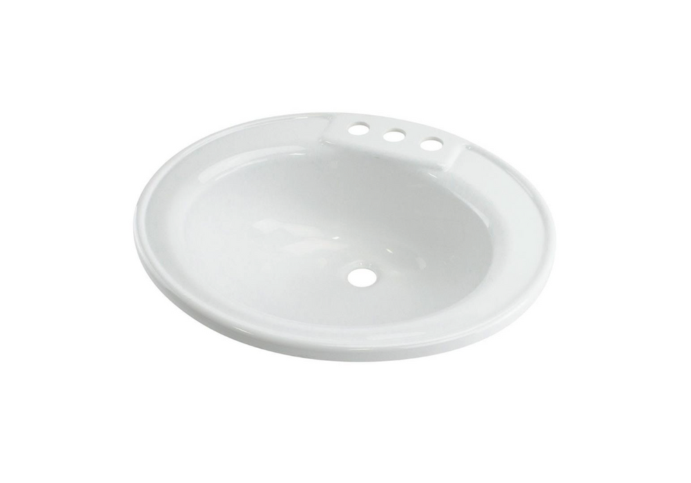 White 17X20 Oval Lavatory w/3-Hole