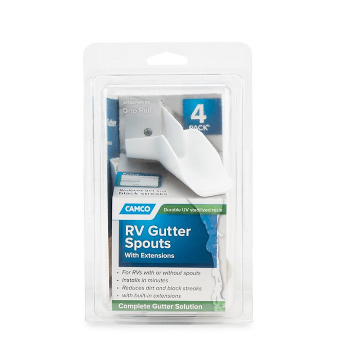 Camco 42134 Gutter Spout w/Extension - White 4pack (2 left/2 right)