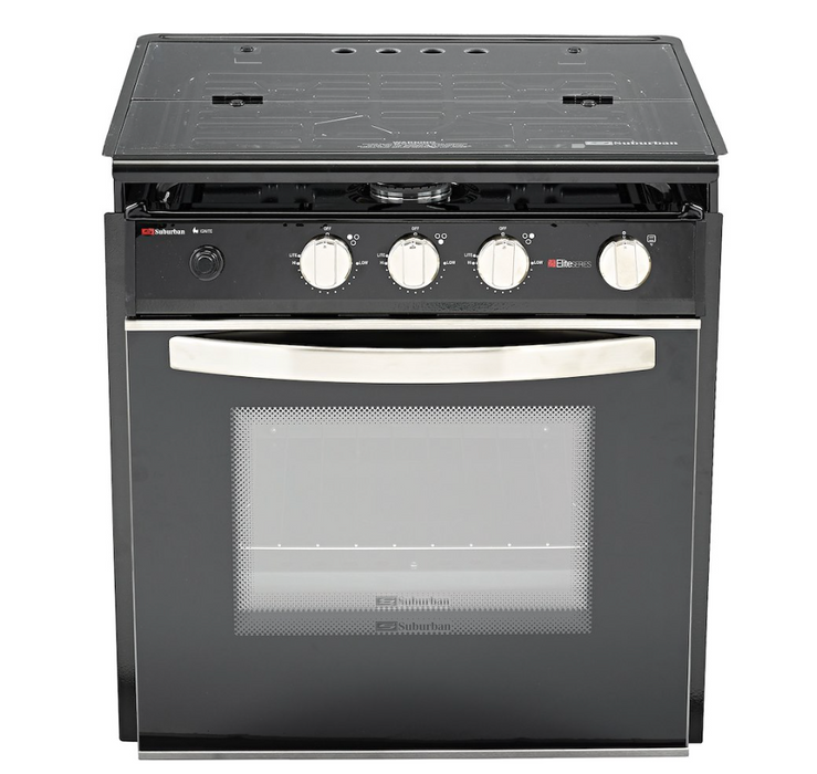 (NLA) Suburban Mfg Stove Elite 21" - Black Porcelain Top With Glass Door - 3628A