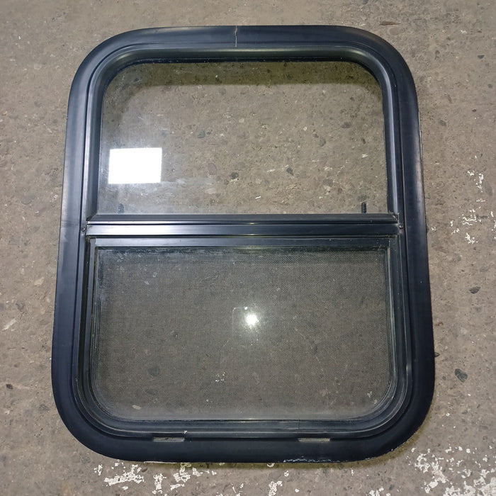 Used Young Farts RV Parts Black Radius Opening Window : 21.375″ X 17.375″ X 1.875″
