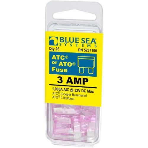 BLUE SEA ATO/ATC Blade Fuse - 3 Amps/32 Volts DC - Pack Of 25 - 5237100-BSS