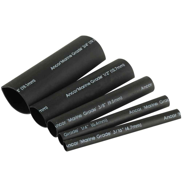 Adhesive Lined Heat Shrink Tubing Kit - 8 - Pack, 3", 20 to 2/0 AWG, Black - Young Farts RV Parts