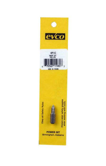AP Products 009-42P1C Screw Bit #1 Point Size/ 1/4" x 2" Bit Size, Phillips Power Bit - Young Farts RV Parts