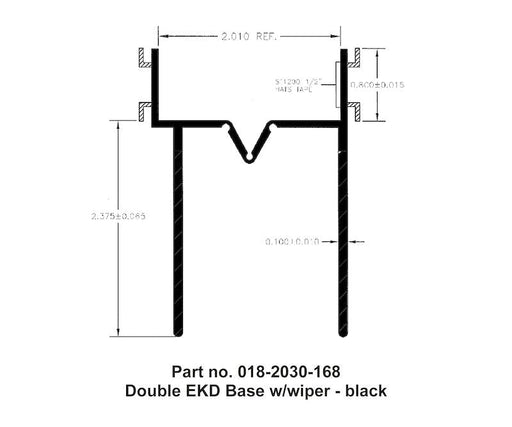 AP Products 018 - 2030 - 168 Slide Out Seal, Double EKD Seal Base With 2 - 3/8" Wiper, 2" Thickness x 3 - 3/16" Width x 14 Foot Length, Black - Young Farts RV Parts