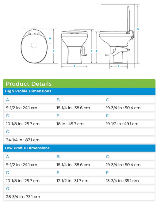 Aqua Magic Residence Toilet - 42169, High Profile - White - Young Farts RV Parts