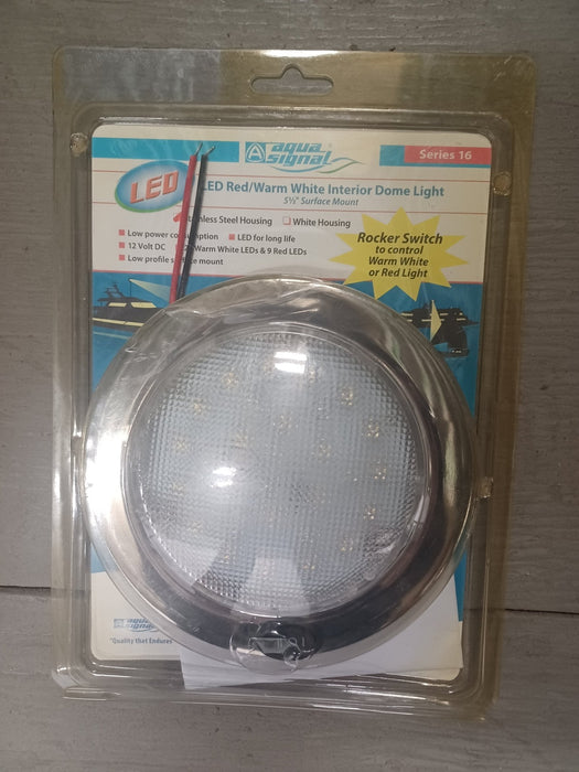 Aqua Signal 5 1/2 - Inch 12 - Volt LED Dome Light with Switch for RedWarm White Light - Young Farts RV Parts