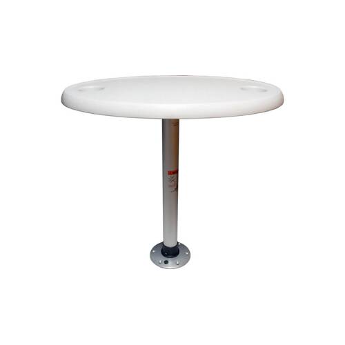 SPRINGFIELD Boat Table - 30" L x 18" W Table Top; 27" Fixed Height; Oval; White - 1690106