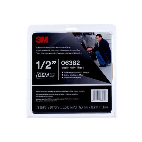 Multi Purpose Double Sided Tape - 1/2" x 60'; Black - 06382
