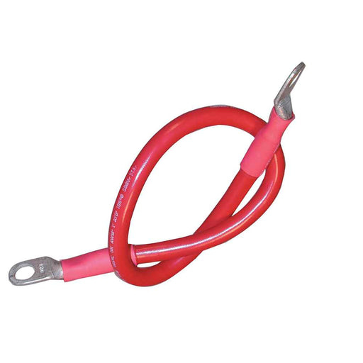 Battery Cable Assembly, 2 AWG (34mm - ) Wire, 3/8" (9.5mm) Stud, Red - 18" (45.7cm) - Young Farts RV Parts
