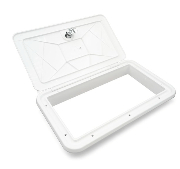 B&B Molders 94314 Polar White Rectangular Multi-Purpose Access Hatch w/o Door Cutout