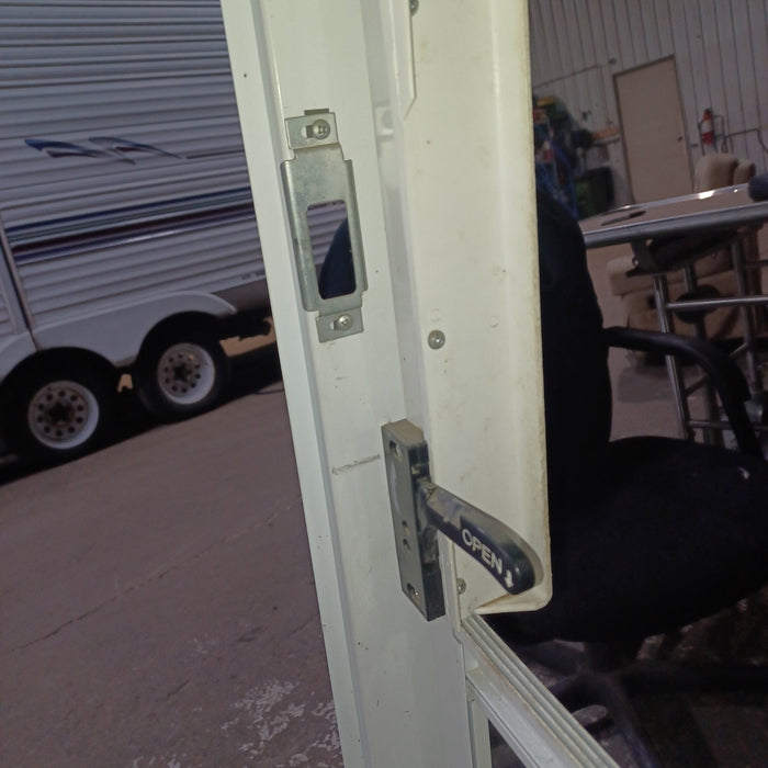 Used Young Farts RV Parts RV Radius Entry Door 71.5″ X 25 7/8″ X 2.5″