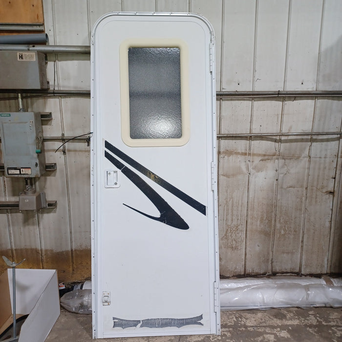 Used Young Farts RV Parts RV Radius Entry Door 71.5″ X 25 7/8″ X 2.5″