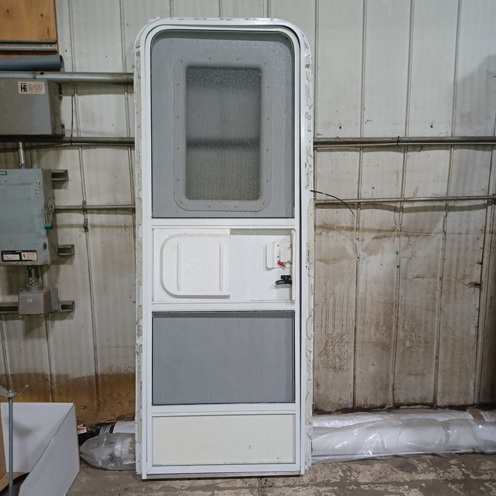 Used Young Farts RV Parts RV Radius Entry Door 71.5″ X 25 7/8″ X 2.5″