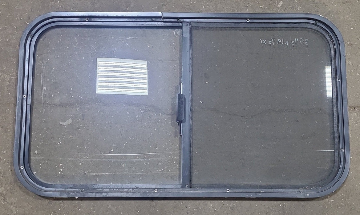 Black Radius Opening Window : 35 1/2" W X 19 1/2" H X 1" D