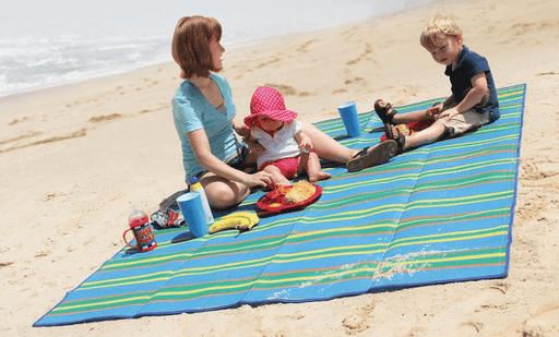 Camco 42805 Patio Mat - Blue/Green Stripe - Young Farts RV Parts