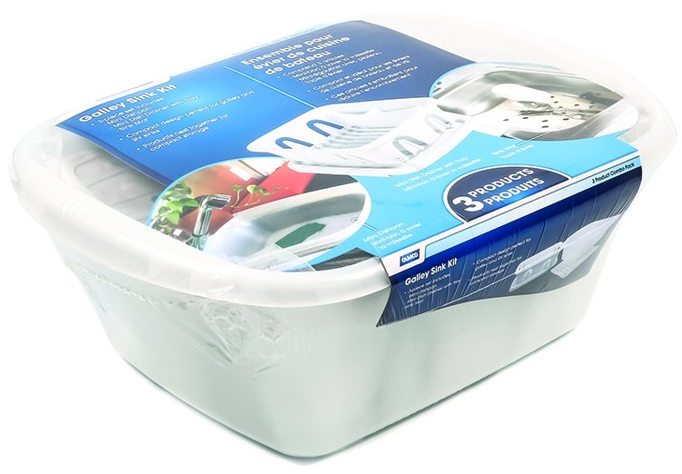 Camco 43517 Sink Kit  - w/Dish Drainer, Dish Pan & Sink Mat, White