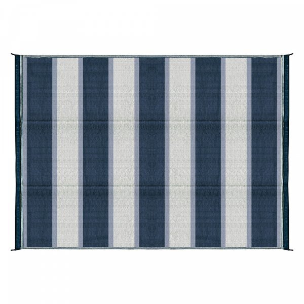 Camco C42871 - Reversible 6' x 9' Blue Stripe Outdoor Mat
