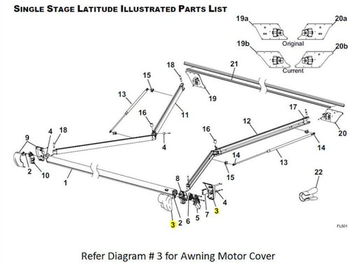 Carefree R001783 - 006 - Kit,motor Cover,lat, Black - Young Farts RV Parts