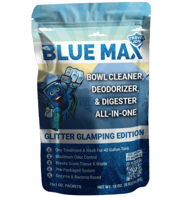 Century Chemical 19963-CL Travel Jon® BLUE MAX Waste Holding Tank Treatment - Glitter Glamping Edition - Pack Of 15 Treatments