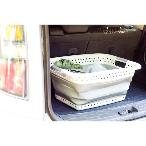 Collapsible Utility Laundry Basket White/Gray , Large - Young Farts RV Parts