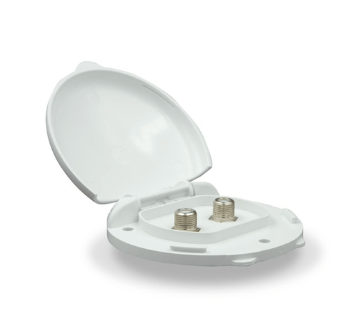 Compact Cable TV Plate Double White 09 - 47545 White - Young Farts RV Parts