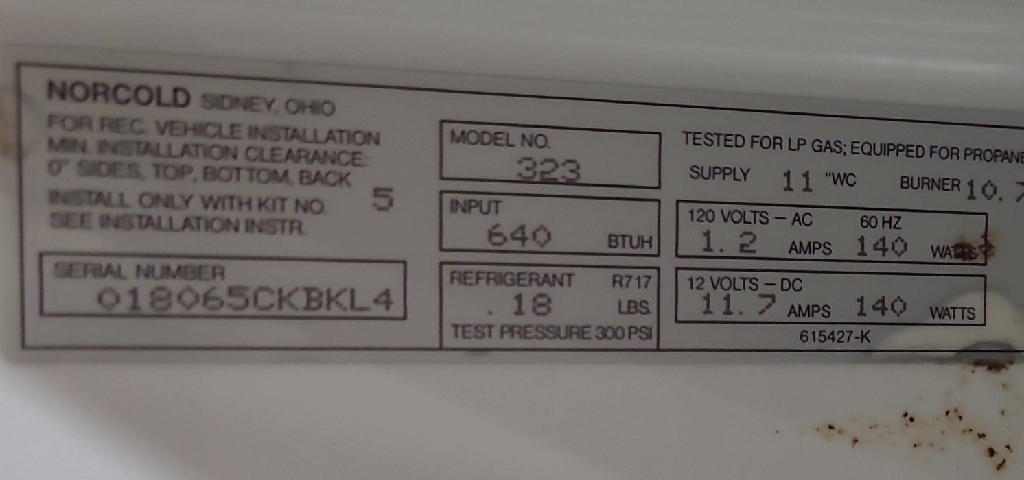 Used Complete Norcold Fridge, 3-Way - 323