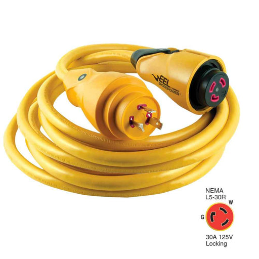 CS30 - 25 EEL 30A 125V Shore Power Cordset - 25' - Yellow - Young Farts RV Parts