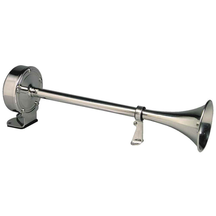 Deluxe All - Stainless Single Trumpet Horn - 12V - Young Farts RV Parts