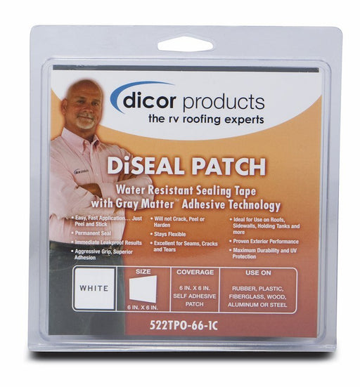 Dicor 522TPO - 66 - 1C Roof Repair Tape 6"x6" Patch - White - Young Farts RV Parts