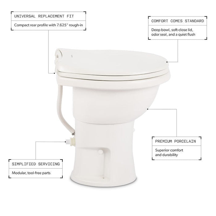 Dometic 410 Series Toilet Standard Profile White Porcelain with Pedal Flush Control 9610008259