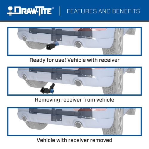 Draw Tite® • 76904 • Hidden Hitch® • Trailer Hitch Class III • Class III 2" (350 Lbs lbs GTW/3500 Lbs lbs TW) • Nissan Pathfinder 13-20, Infiniti QX60 14-20