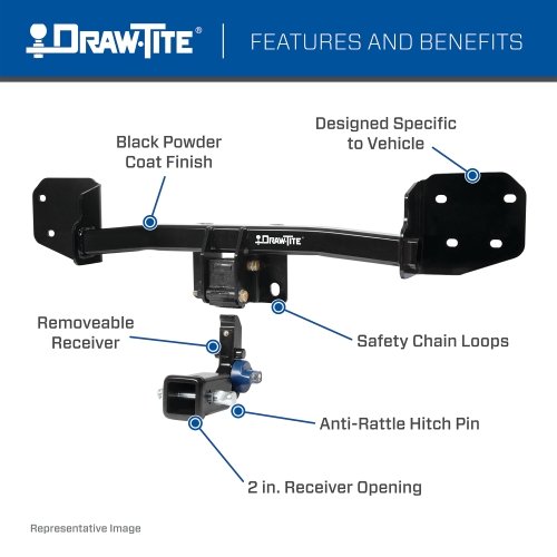 Draw Tite® • 76904 • Hidden Hitch® • Trailer Hitch Class III • Class III 2" (350 Lbs lbs GTW/3500 Lbs lbs TW) • Nissan Pathfinder 13-20, Infiniti QX60 14-20