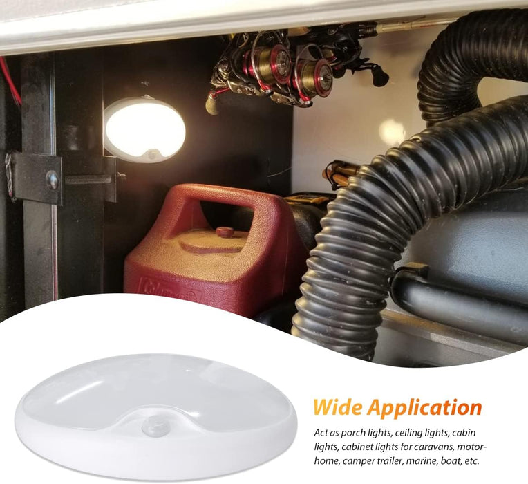 Dream lighting 12V DC LED Pancake Light for RV Automotive Caravan Ceiling Lighting Fixture-with Motion Sensor Switch, Ultra Bright, 300 lumens, 3500K - Young Farts RV Parts