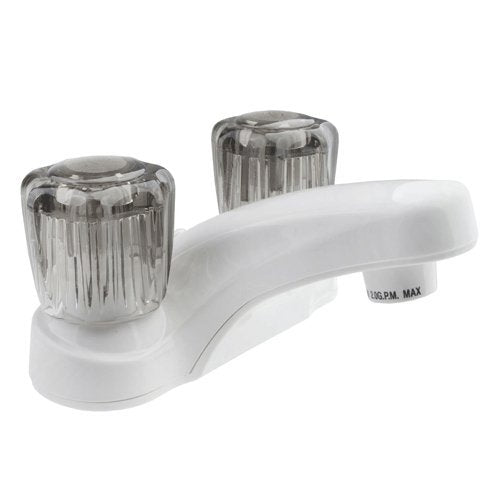 Dura Faucet DF - PL700S - WT - Dura RV Lavatory Faucet w/Smoked Acrylic Knobs - White - Young Farts RV Parts